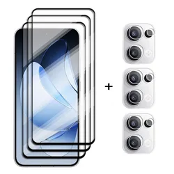 Premium Full Cover Tempered Glass Screen Protector with HD Clarity and Camera Lens Film - Reno13 (3 Glass and 3 Lens)
