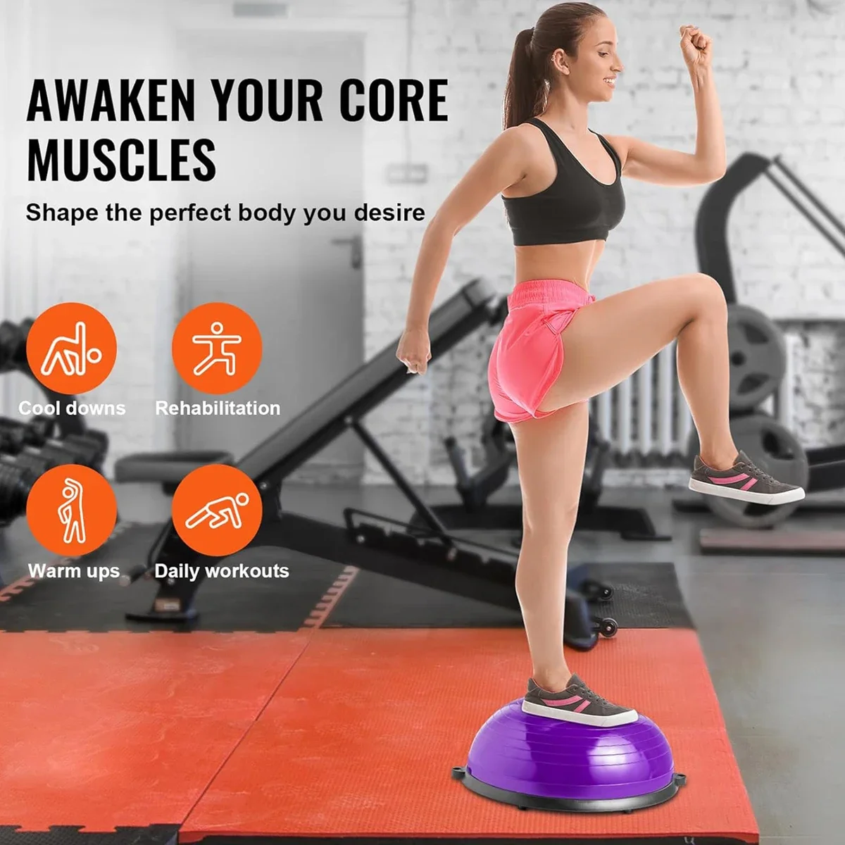 Factory 46cm Gymnastic Stability Improve Workout Half Balance Ball Foot Pump Balance Balls Half Balls