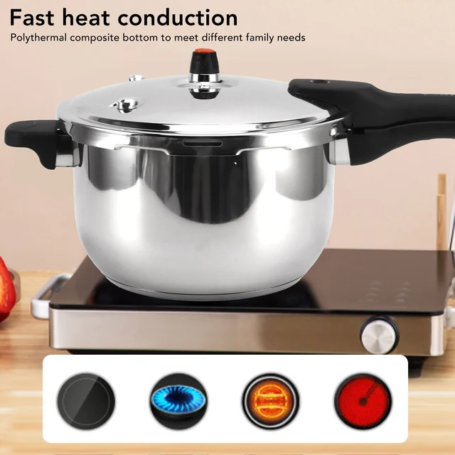 Pressure Cooker Stainless Steel Explosion Proof Multifunctional with Safety Valve 80KPA Security Handle Pressure Cooking Pot 6