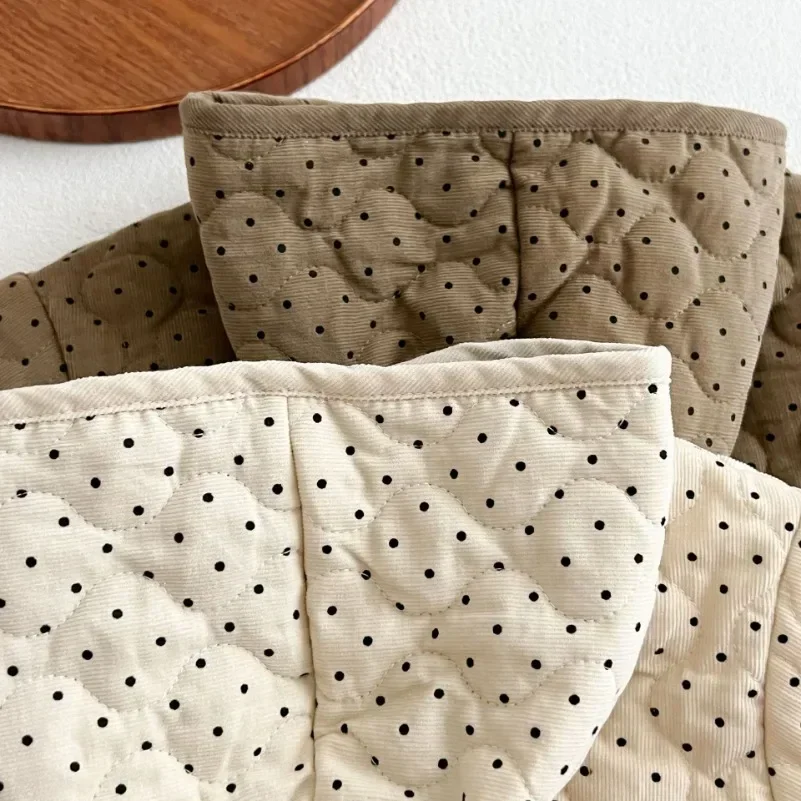  소년 코트 면 패딩 후드 소녀 재킷 새로운 어린이 옷 후드 면 패딩 코트 겨울 봄 웨이브 도트