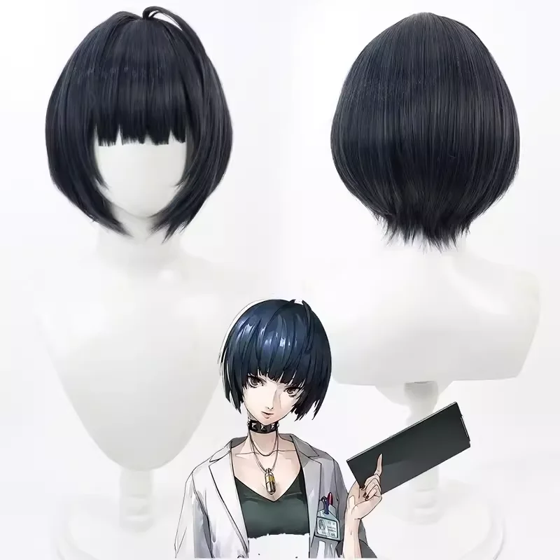 Cosplay Perücke Schwarzer Gewellter Bob – Synthetische Fasern, Hitzebeständig Bis 181°C, Verstellbares Haarnetz, Für Anime & Halloween