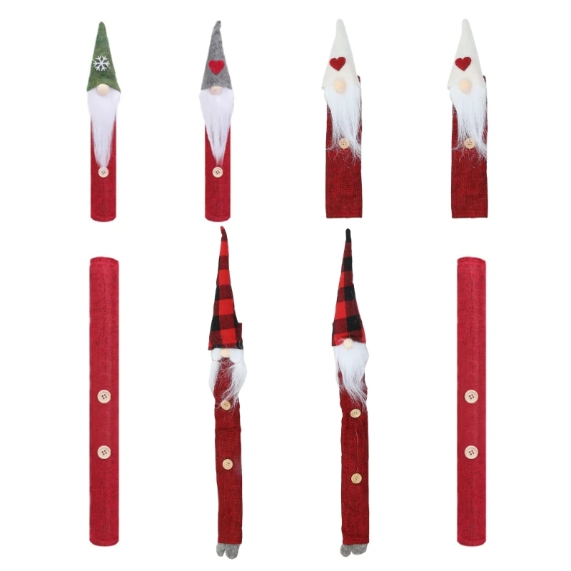 8Pcs Christmas Cartoon Gnome Dwarf Microwave Refrigerator Door Handle Covers A0KC