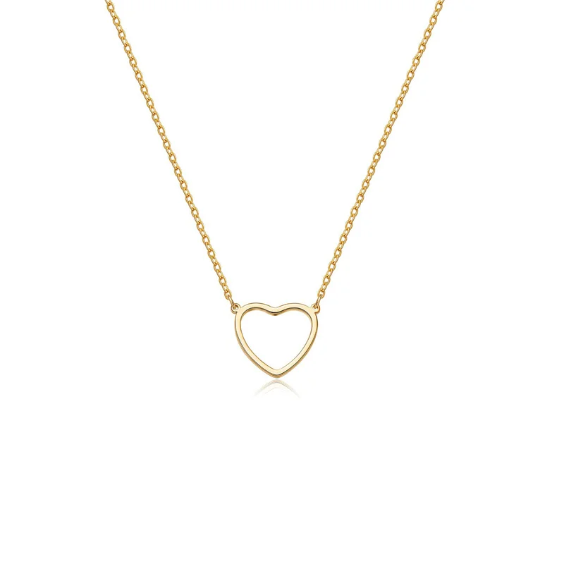 Minimalist love heart necklace on delicate clavicle chain