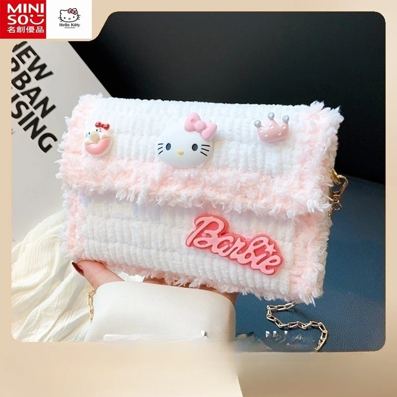 

Miniso Hello Kitty Hand-woven Bag, Cute Diy Homemade Material Bag, Hand-sewn Gift for Girlfriend, Cross-body Small Square Bag