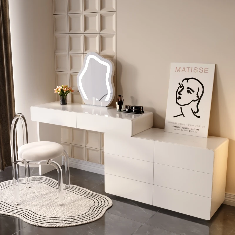 

Mobile Chair Dresser Makeup Vanity Mirrors Cosmetic Lights Stool Cabinet Nightstands Storage Dresser Bedroom Mueble Furniture