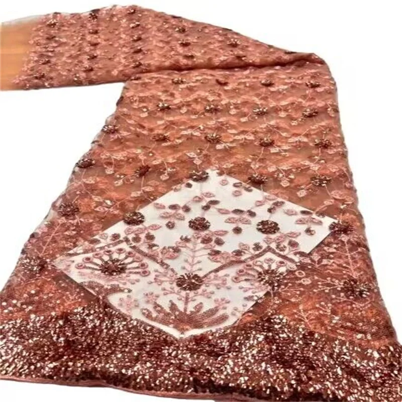 

Latest French Tulle African Lace Fabric Embroidery 5 Yards High Quality Women Wedding Material Nigerian LaceNigerian Lace Fabric