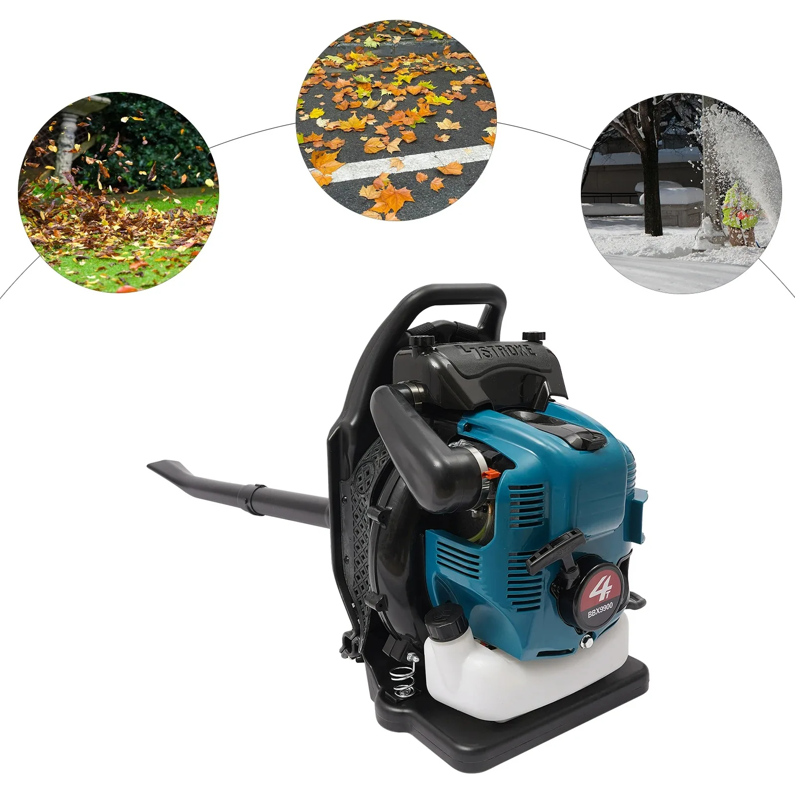 75.6cc 4행정 엔진, 2.6kW 전력, 조절 가능한 속도, 효율적인 야드 잔해물 청소 도구를 갖춘 가솔린 배낭 나뭇잎 송풍기