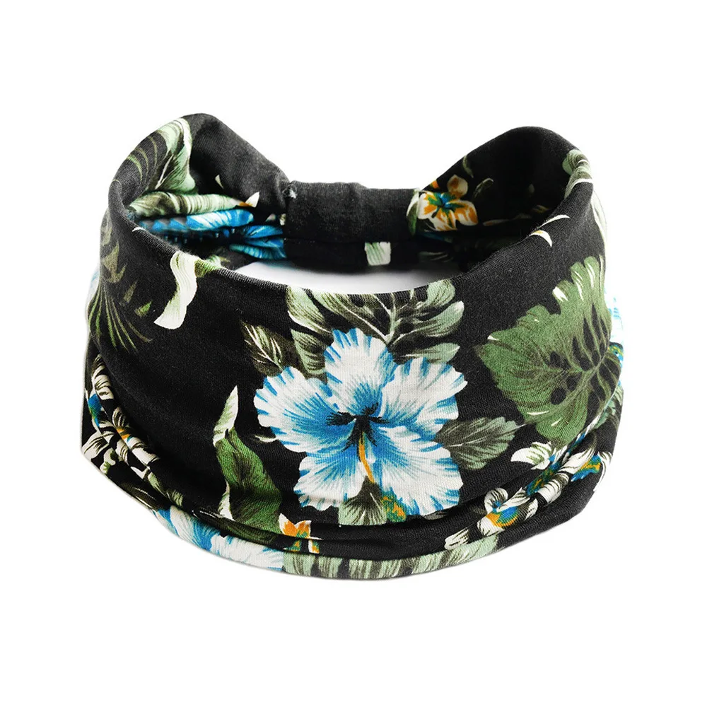 Boho Floral Stretch Headband for Women - Non-Slip Knot Hair Scarf