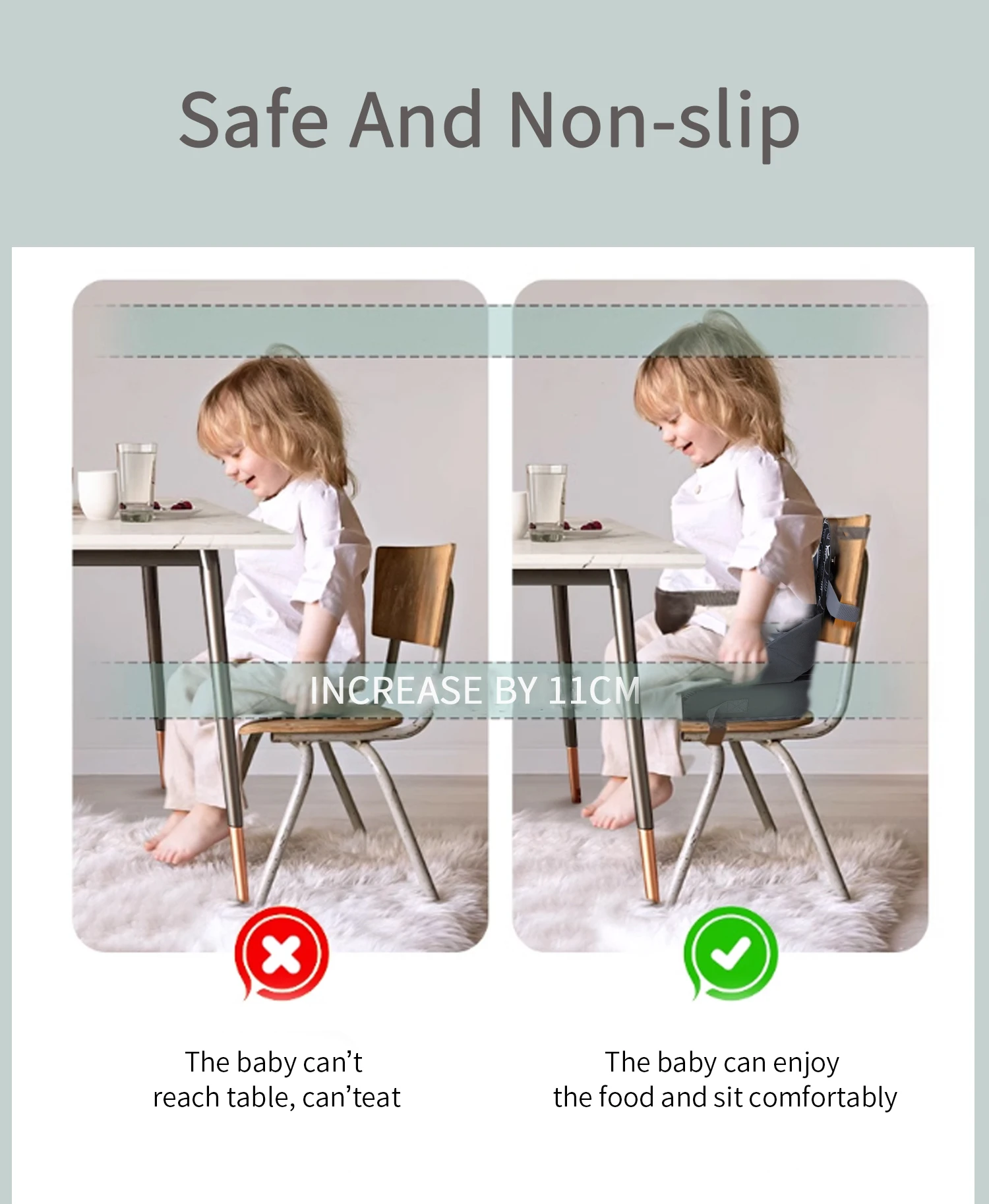 Portable Folding Children Seat Height Cushion Baby Dining Chair Height Cushion Children Product Adjustable Removable