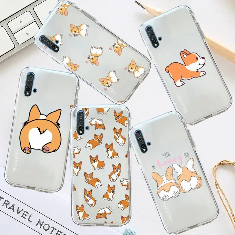 Cute Corgi Butt Animal Puppy Phone Case Trasparente Per Huawei Honor P Mate Y 30 40 20 50 8 70 10 9 A I X C Pro Lite Prime Smart