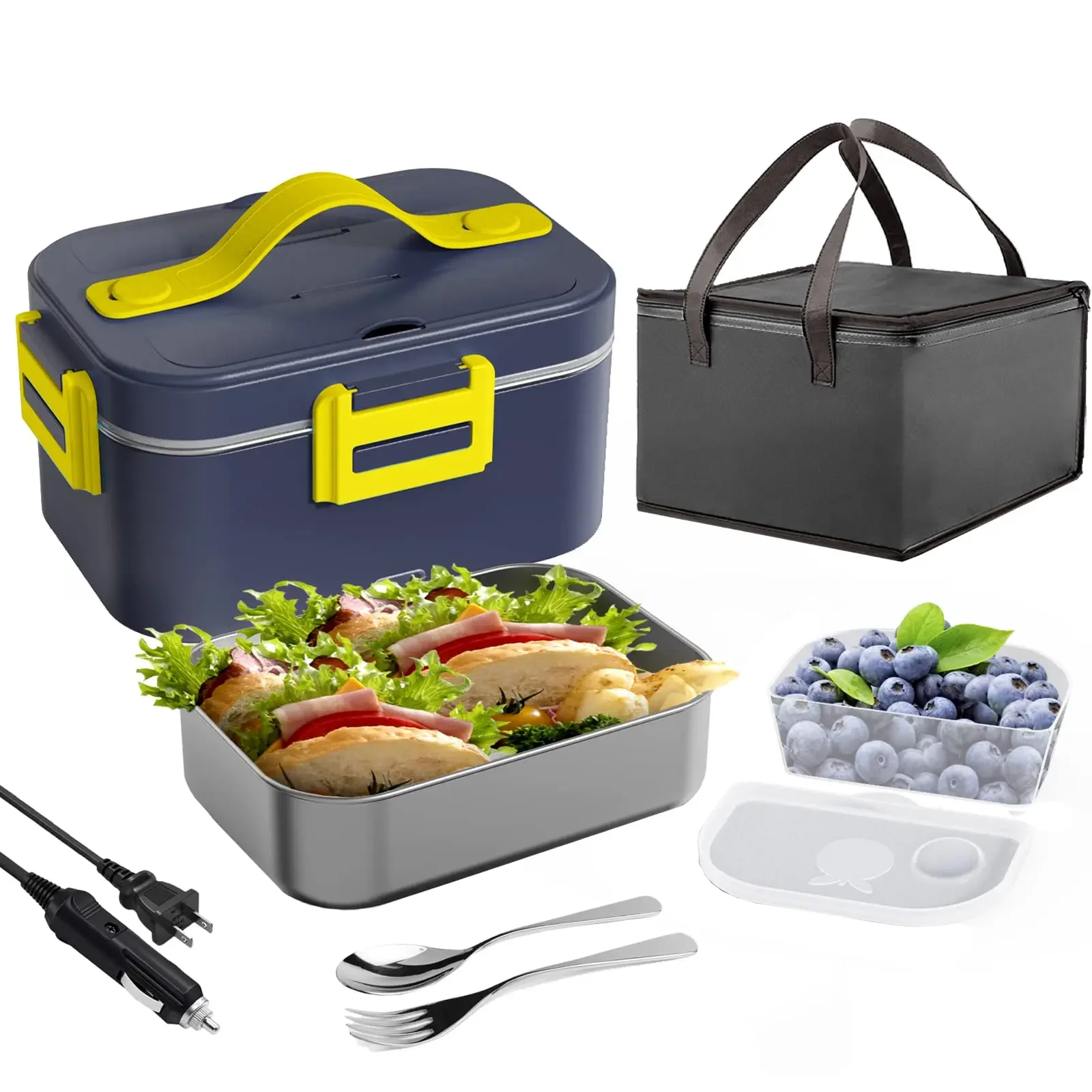 

Electric Lunch Box 75W Food Heater 2-in-1 Portable Leakproof Heated Lunch Box for Car/Truck/Office with Insulated Carry Bag