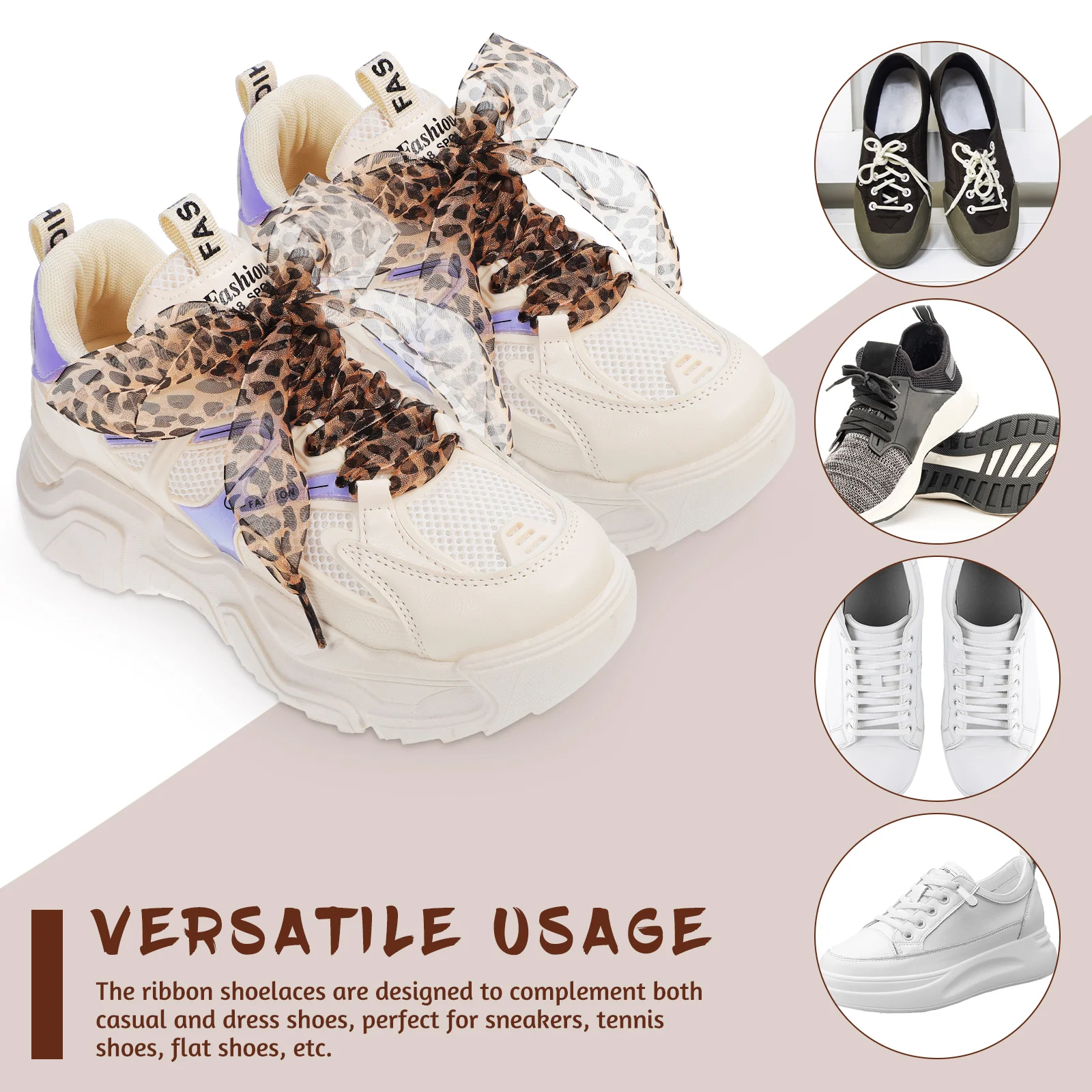 Leopard Lace Shoelaces 2pcs for Boot Flat Strap Replacement