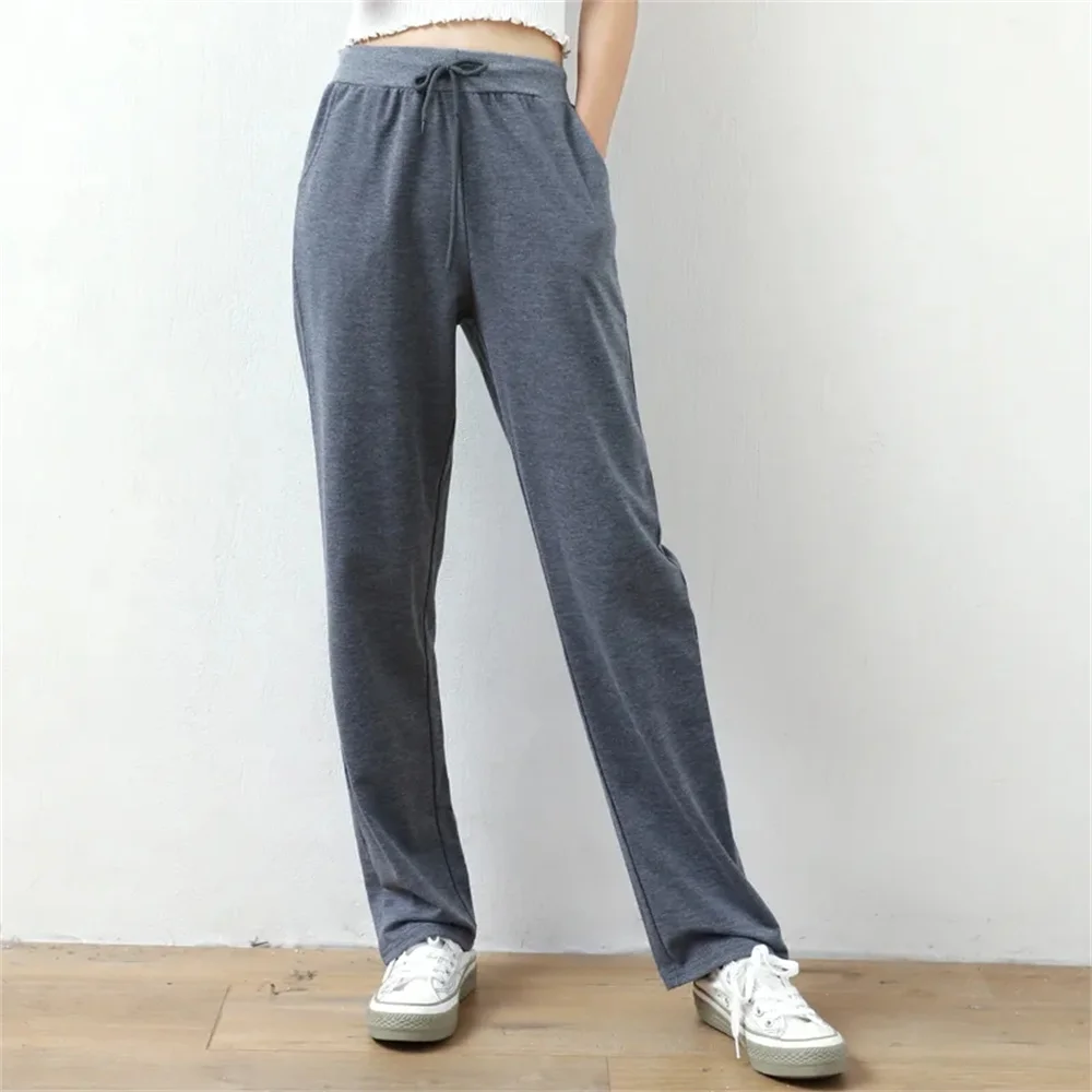 Harajuku Straight Sports Pants Spring Summer Thin Plus Size Slimming Women Sweatpants High Waist Loose Mom Casual Home Trousers plus size capris