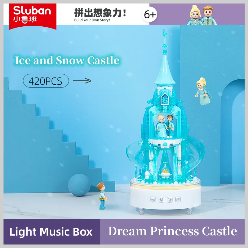 

Sluban Building Block Toys Girls Dream B1168 Ice Castle Music Box 420PCS Bricks Light Musical Box Compatible With Leading Brands