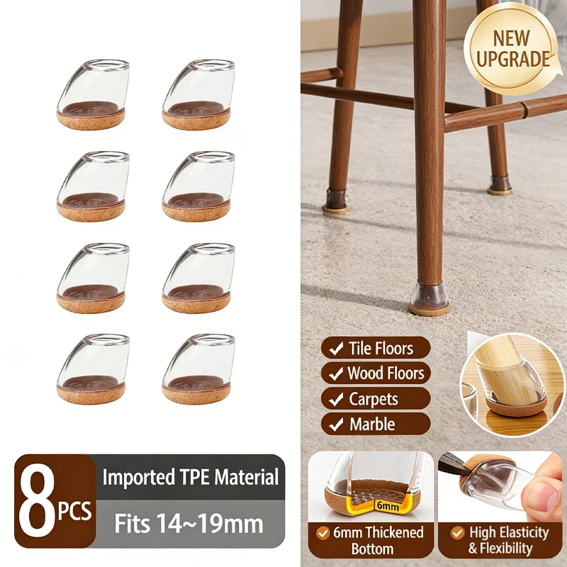 Silicone Chair Leg Protectors with Thick Felt Pads