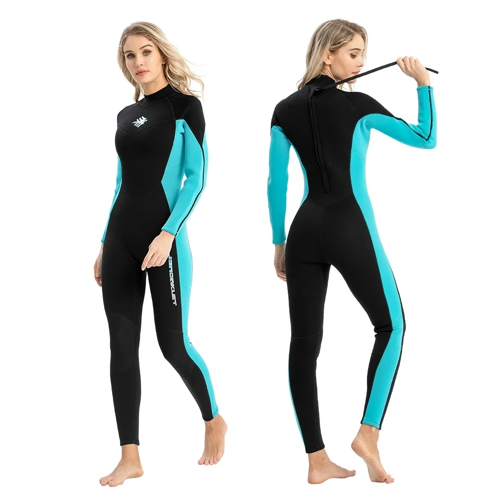 Women's 3mm Neoprene Snorkeling Suit Warm Anti-Jellyfish Cold-Proof One-Piece Back Zipper Wetsuit For Swimming Drifting Surfing Diving Suits