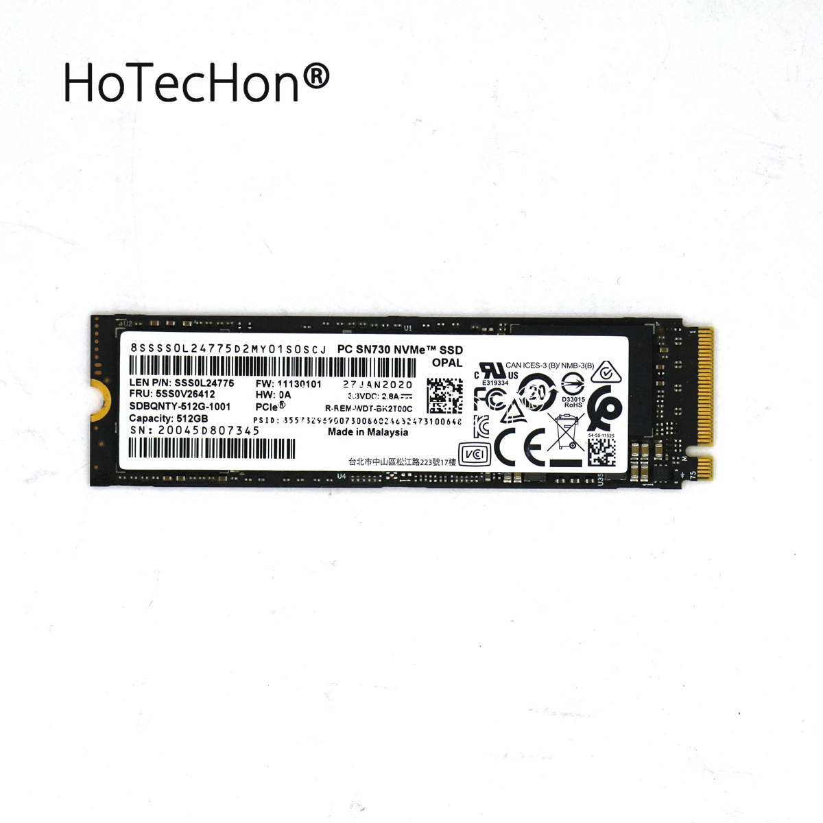 

Твердотельный накопитель 5SS0V26412 SN730 NVMe 512 ГБ M.2 PCIe 3x4 2280 SSD