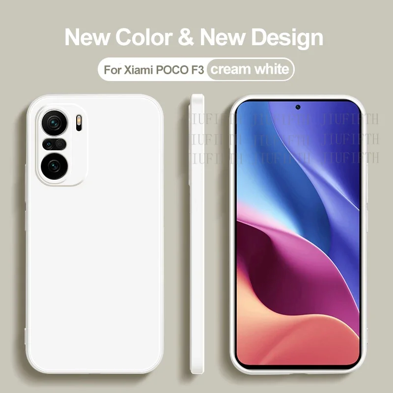 Original Square Liquid Silicone Soft Cover For Xiaomi Poco F3 Case Little Pocof3 F 3 Xiomi pocof3pro phone cases Coque Carcase - Image 6