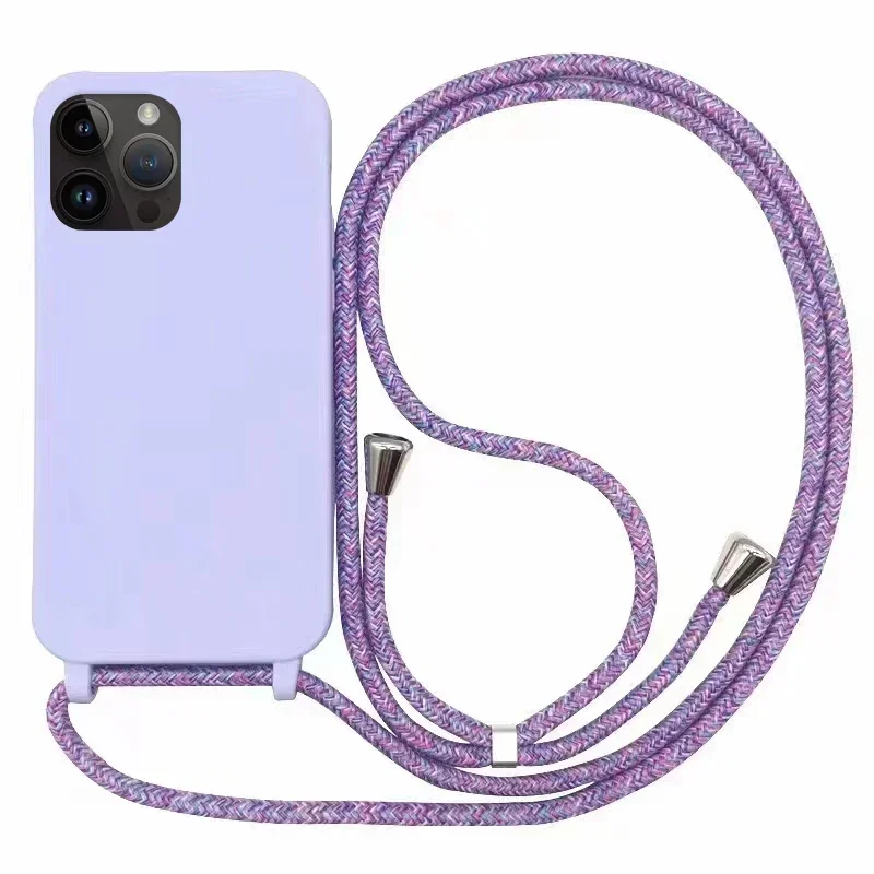 Crossbody Necklace Lanyard Cord Silicone Phone Case with Soft TPU Back Cover
