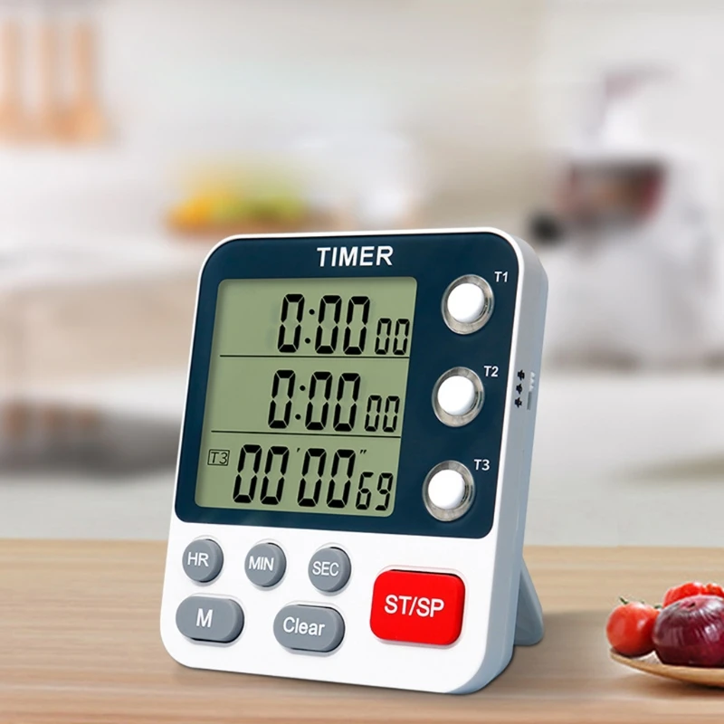 Digital Dual Kitchen Timer 3 Channels Count UP/Down Timer Cooking Timer  Stopwatch Large Display Adjustable Volume Retailsale - AliExpress