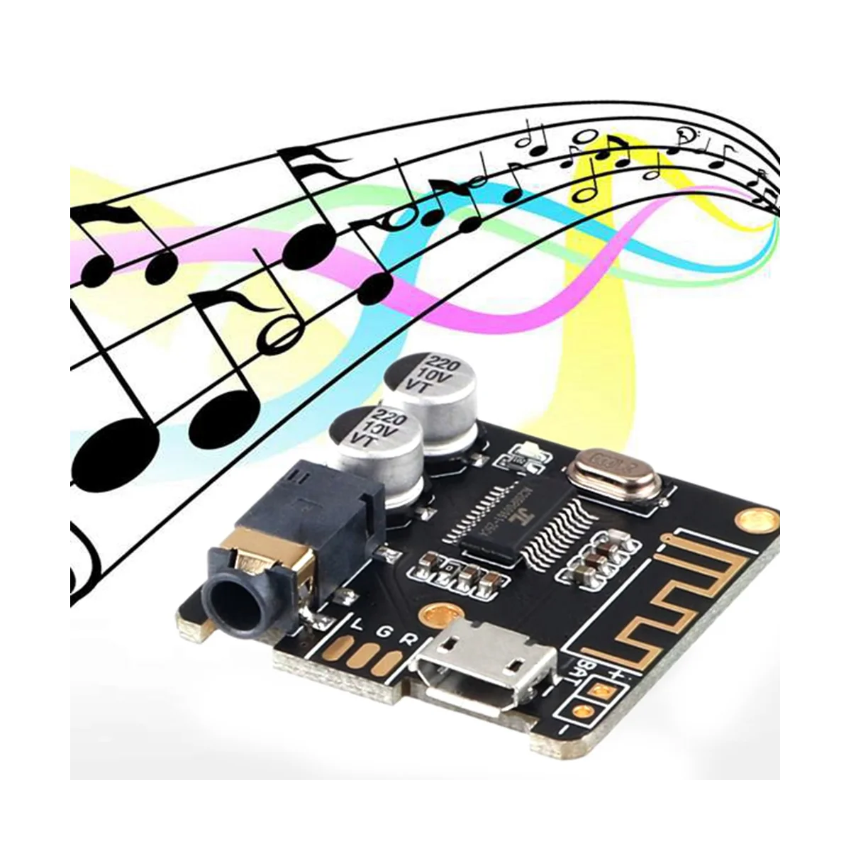 

BT5.0 Audio Receiver+AUX Audio Cable Kit MP3 Bluetooth Decoder Lossless Car Speaker Audio Amplifier Board Module
