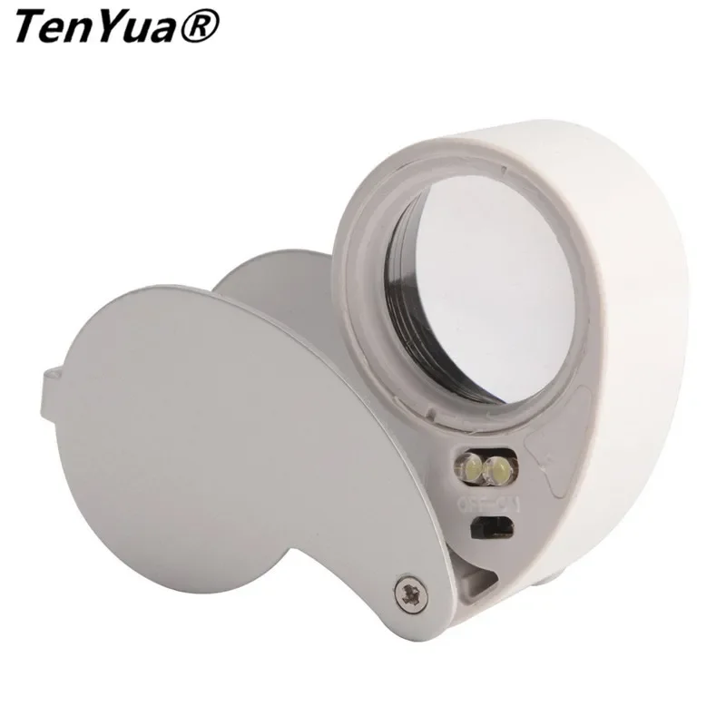 TenYua 40X 25mm Portable Folding Magnifier Loupe Mini Illuminated ...