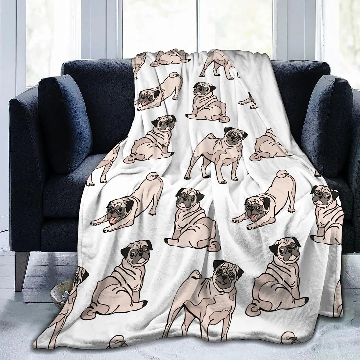 

Pugs Dog Throw Blankets Flannel Ultra-Soft Micro Fleece Blanket 80"X60",for Bedding,Couch,Sofa,Bed,Warm Throw Blanket