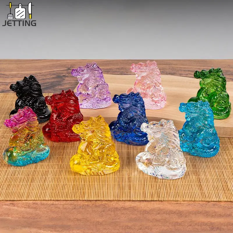 

Статуэтка китайского дракона, стеклянные украшения, цитрин, двенадцать знаков зодиака, Хрустальная статуэтка, статуэтка, домашний декор по фэн-шуй, подарки