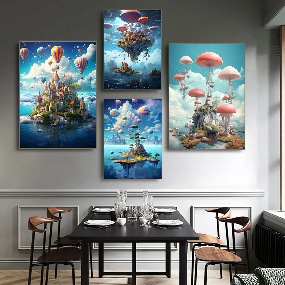 

Декор для дома воздушные острова Плакаты для настенного искусства холст картина 1 шт. воздушные шары домашний декор интерьер комнаты