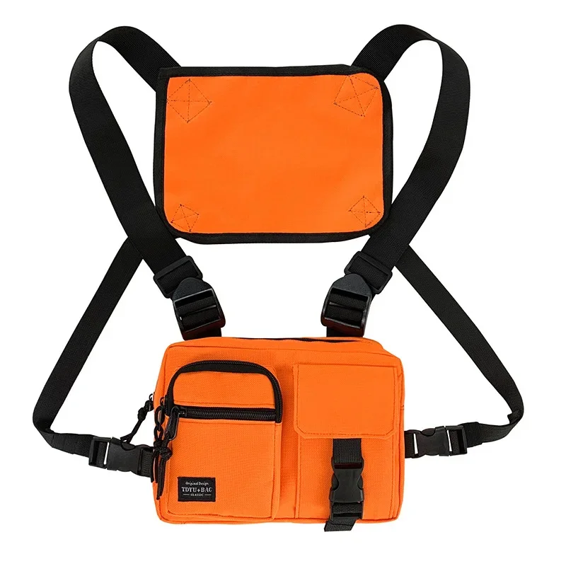 Chaleco táctico para hombre, bolsa de calle, estilo hip hop, estilo urbano, para el pecho, con solapa, para motocicleta, con bolsillos deportivos para niños, XA396C