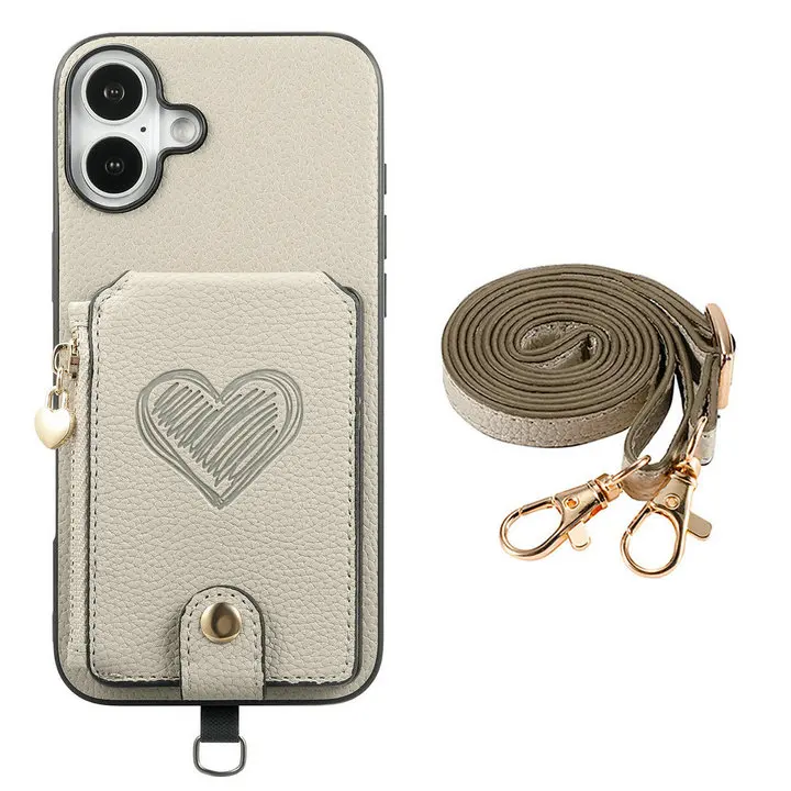 Crossbody Zipper Leather Wallet Case - Premium Back Cover