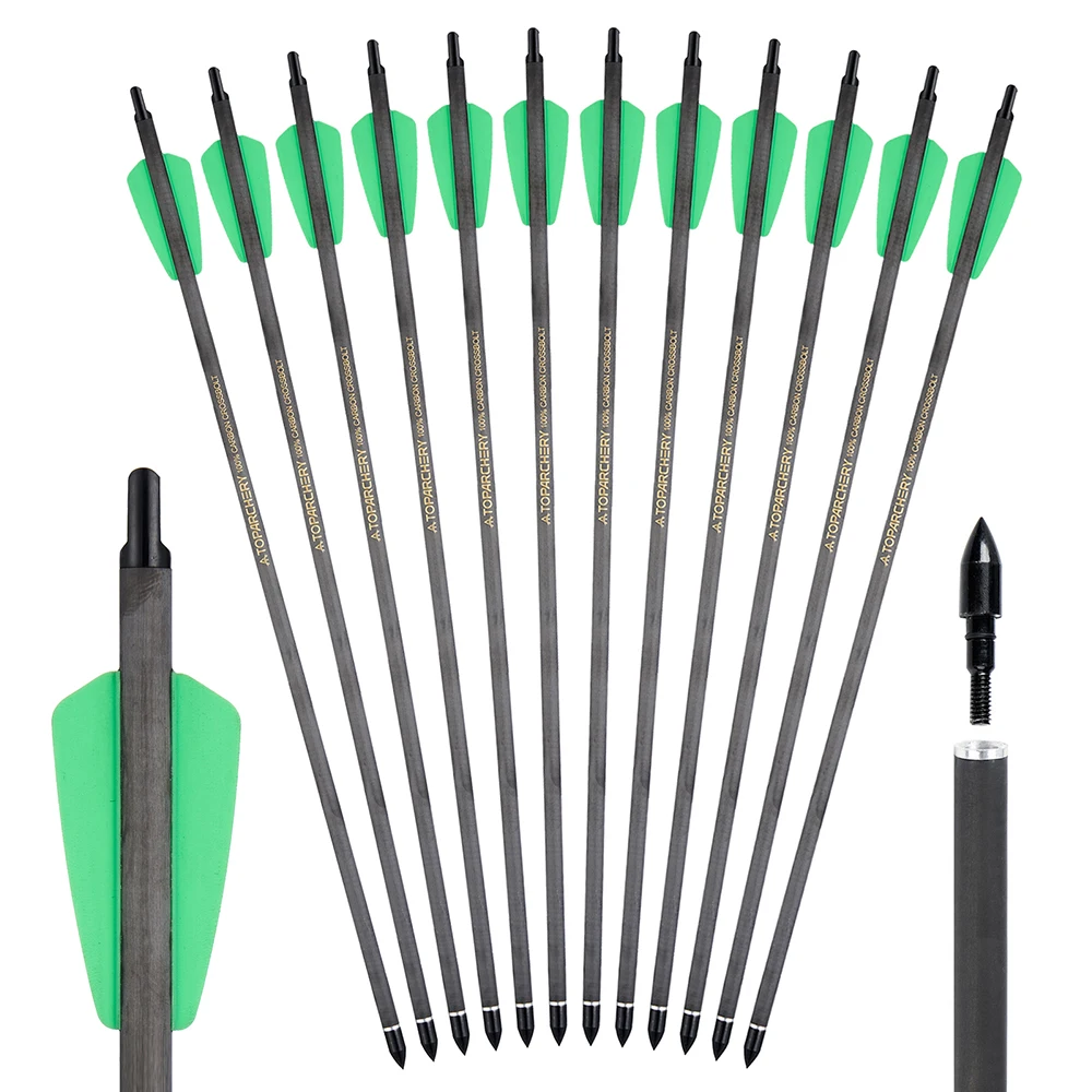 Premium Crossbow Bolts with Replaceable Arrow Tips - Pack of 12/24, 15-Inch, Spine 350, Ideal for Archery and Outdoor Hunting