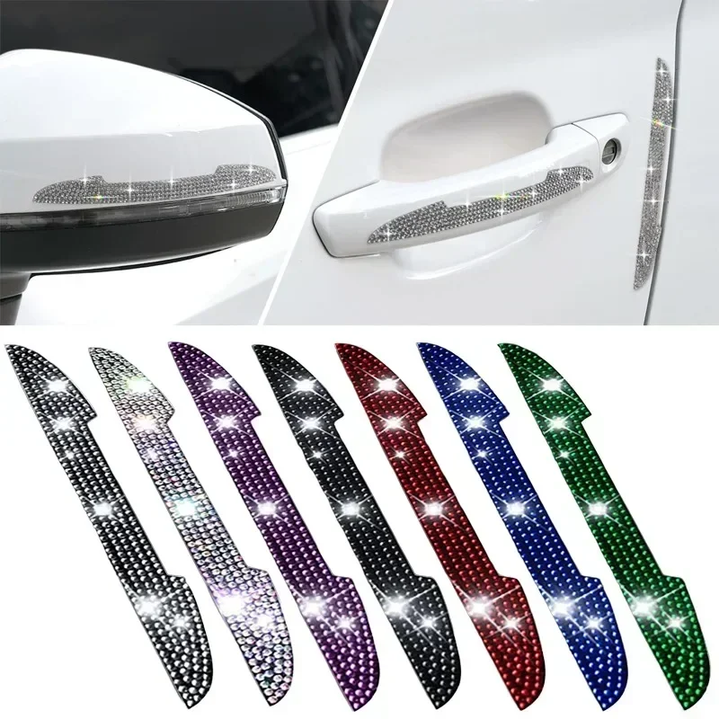 Bling Diamond Car Anti-Collision Strip Rearview Mirror Car Door Handle Prevent Decoration Rhinestone Scratch Resistant Strip