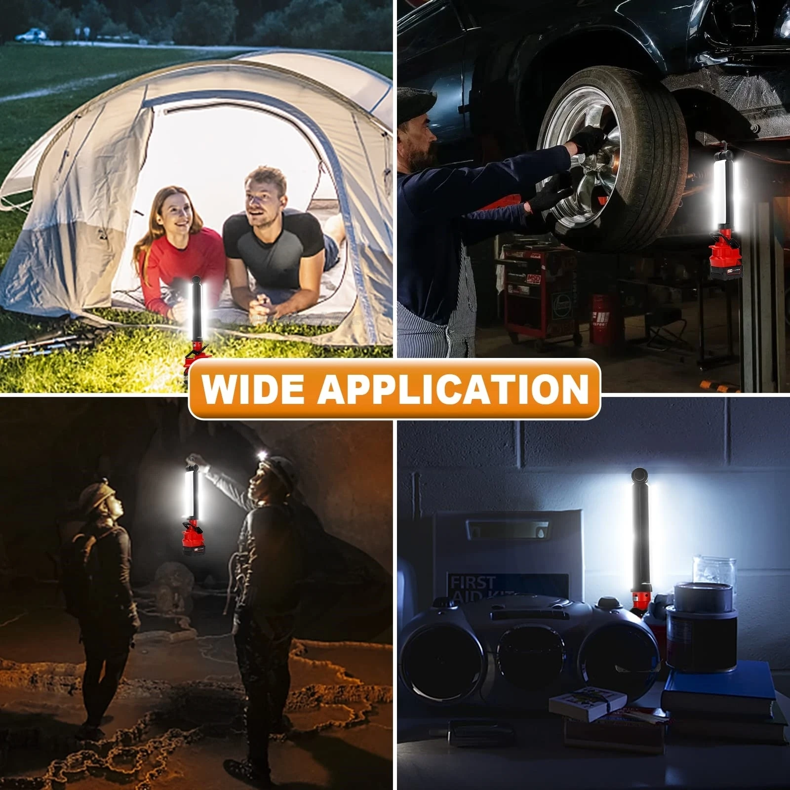 30W 2400LM Cordless LED Work Light Compatible with Milwaukee M18 18V Battery Fol