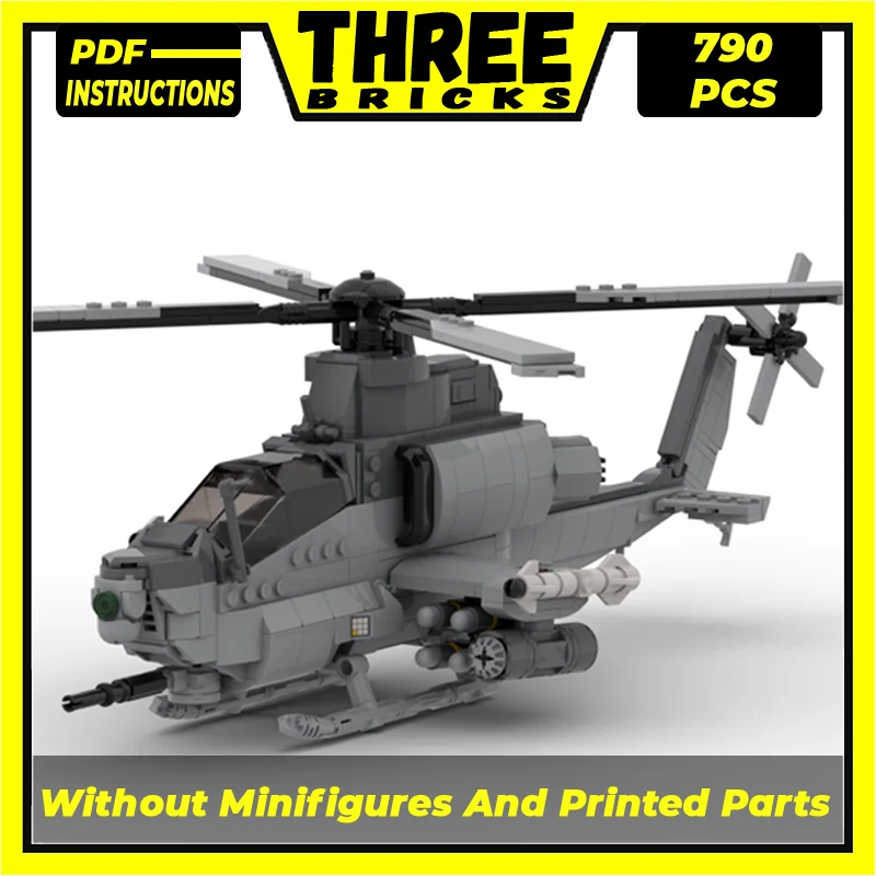 

Moc Building Blocks Military AH-1Z Viper Attack Helicopter Technical Bricks DIY Assembly Construction Toys For Kids Holiday Gift