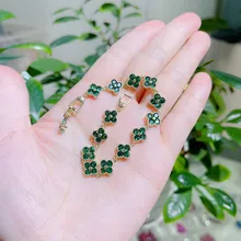  Red Corundum Jewelry Created 5A Zircon Fashion 925 Sterling Silver Four Clover Leaf Bracelets Party Anniversary Gifts 