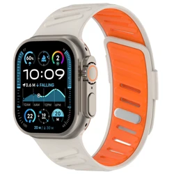 Silicone Sport Band with Slanted Buckle Bracelet - 42 44 45 49 S10 - 46MM (Starlight Orange)