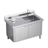 อ่างล้างผักแบบติดตั้งบนเคาน์เตอร์เดี่ยว สเตนเลส 304 สำหรับครัวเชิงพาณิชย์ 3