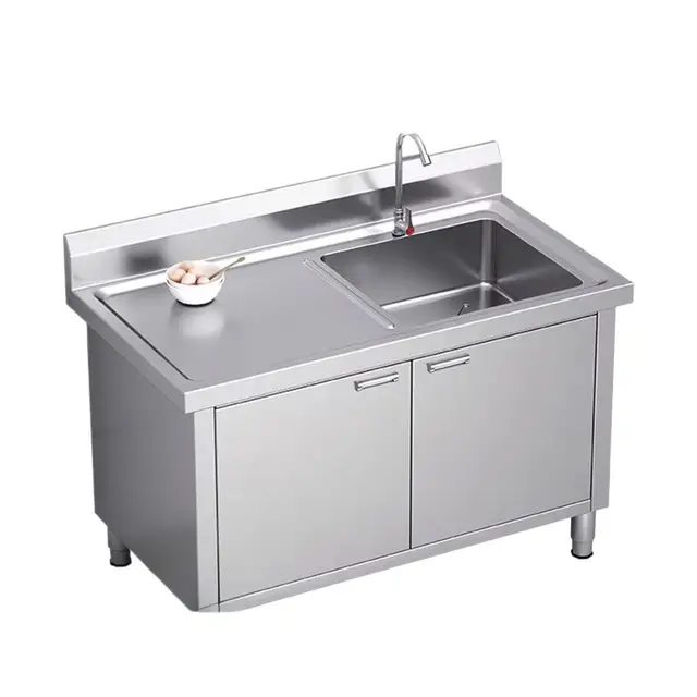 อ่างล้างผักแบบติดตั้งบนเคาน์เตอร์เดี่ยว สเตนเลส 304 สำหรับครัวเชิงพาณิชย์ 3