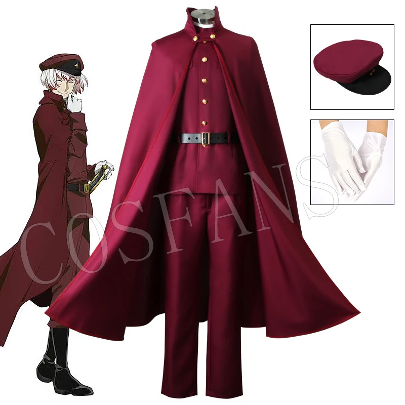 

Japanese anime Bungo Stray Dog Tetchou Suehiro Cosplay Costume Halloween Teruko Oukura Red Uniform Set Cloak Season 4 Team