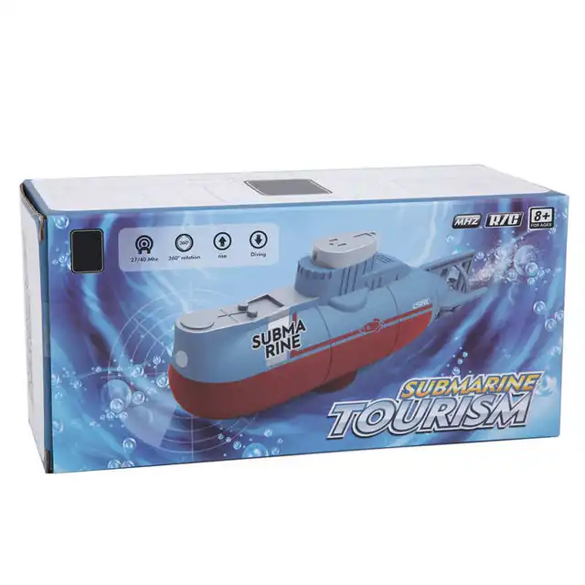 RC Submarine MINI Remote Control Boat Waterproof Diving Toy Simulation Model Gift for Kids Boys Support 6‑channel Control 6