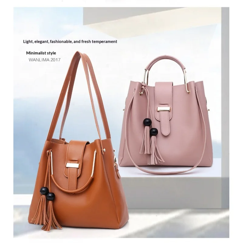 Stylish Women's Handbag Top Handle Satchel Bucket Bag with Crossbody Strap Mother Daughter Set