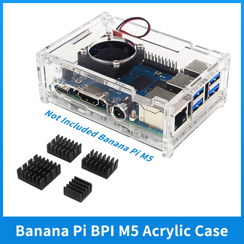 Banana pi bpi m5 acrílico caso com ventilador para computador de placa ...