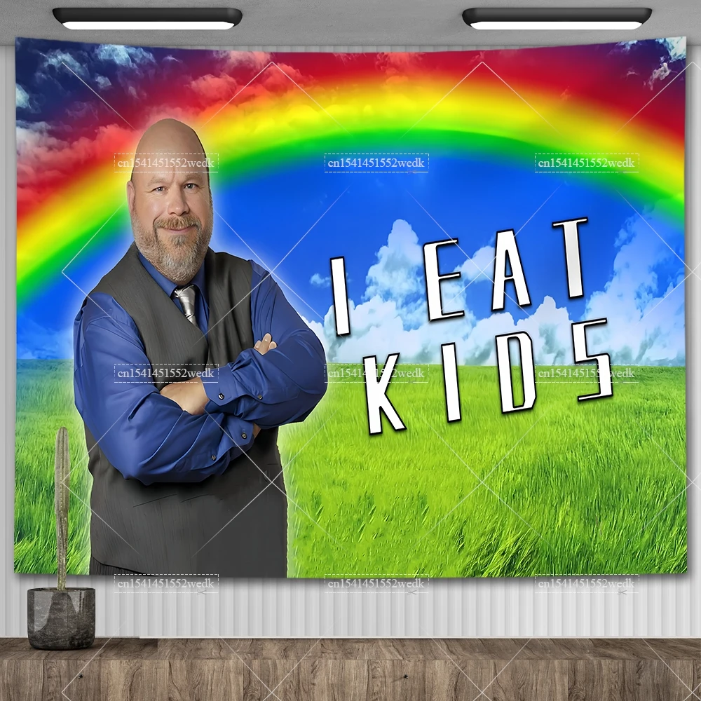 Funny Bertram Tapestry I Eat Kids Tapestries For Bedroom Meme Flags Wall Hanging Tapestry Aesthetic Room Decor Party Wallpaers