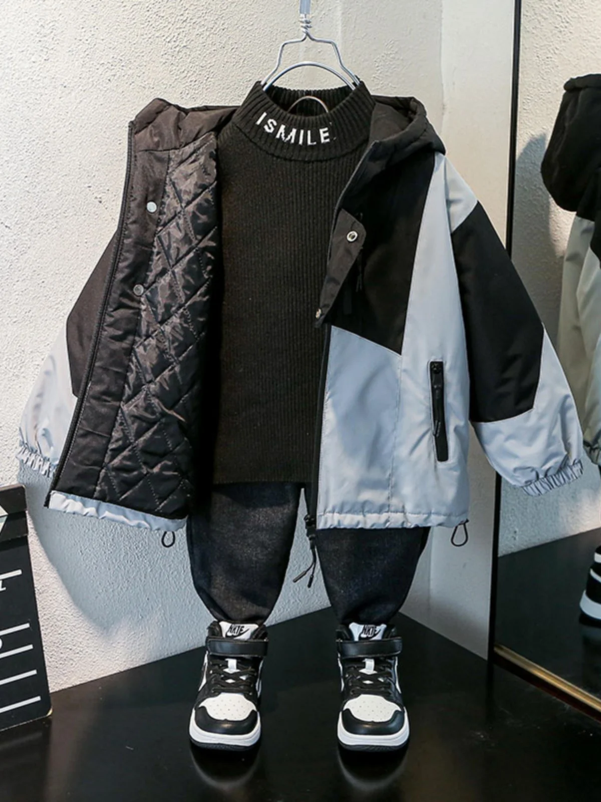 Autumn Winter Children Jacket For Boys Hooded Plus Velvet Thicken Warm Teenage Boy Outerwear Coat Childrens Autumn Top E32