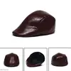 Man Berets Leather British Vintage Flat Caps New Male Solid Gray Black Spring Autumn Winter Adjustable Driver Hats 6