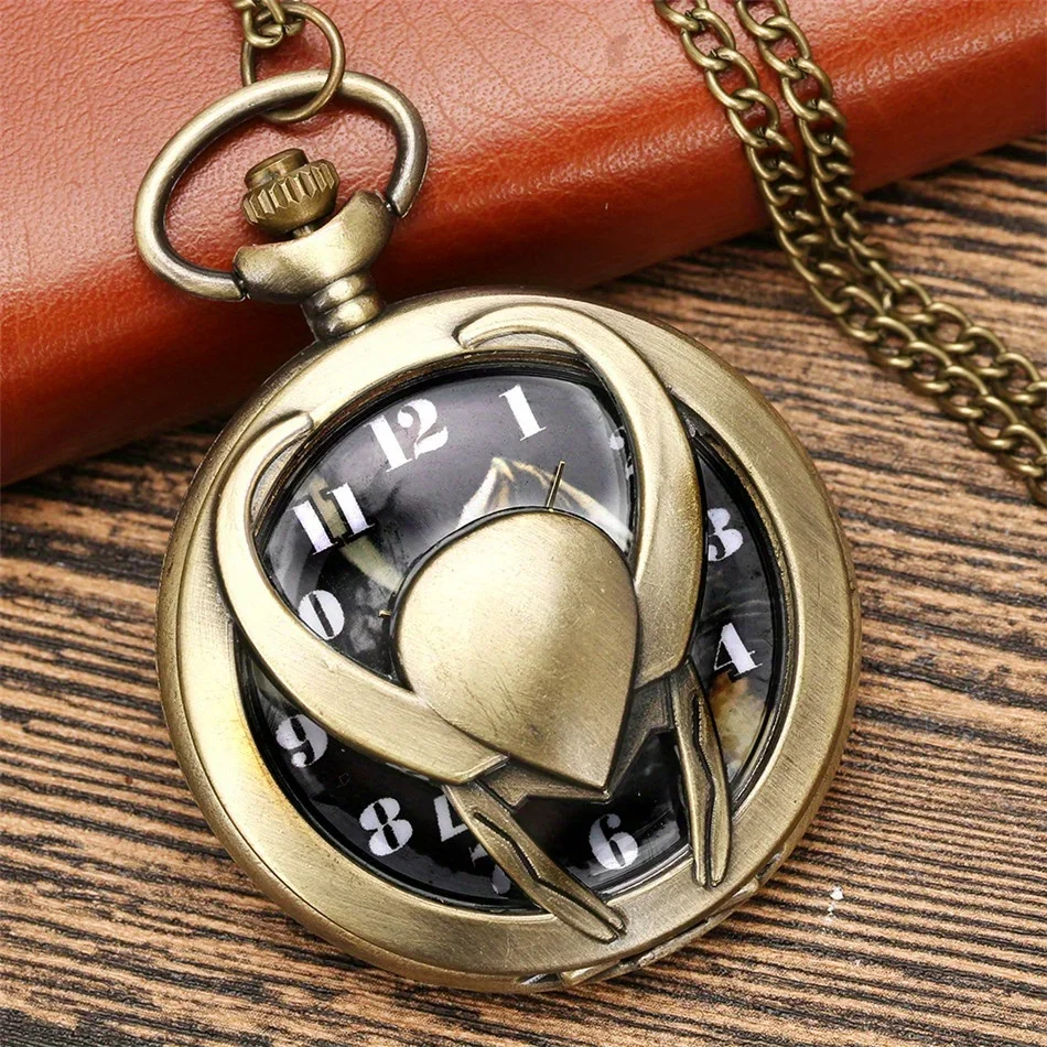 1pc Bronze Bull Head Hollow Cover Quartz Pocket Watch Cool Souvenir Pendant Necklace Watch Gifts For Men
