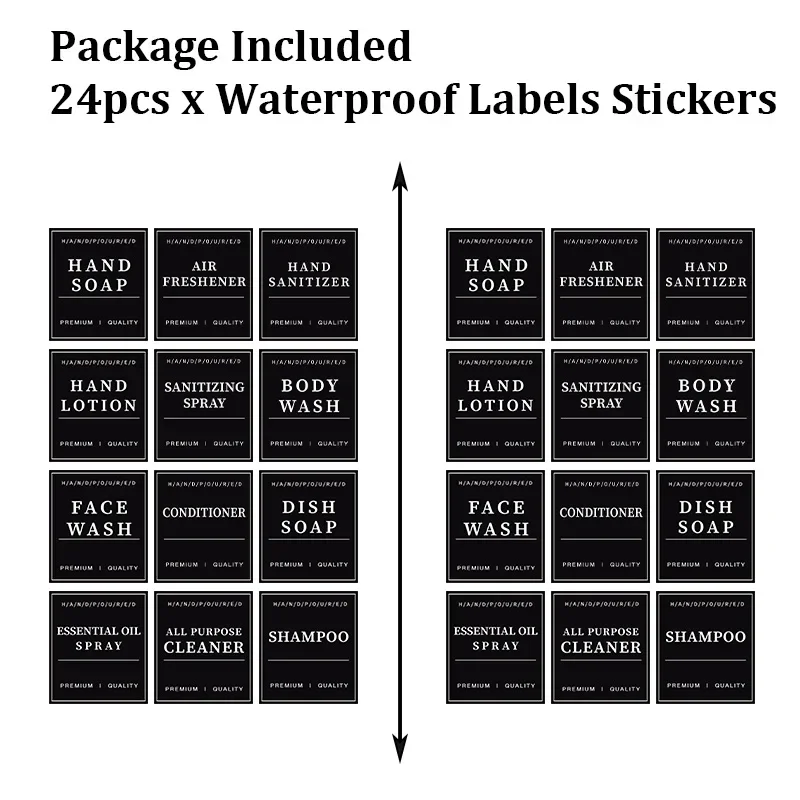 24 PCS Bathroom Labels Sticker Lotion Label Sticker Waterproof Shampoo Conditioner Body Wash Shower Soap Dispenser Labels 2