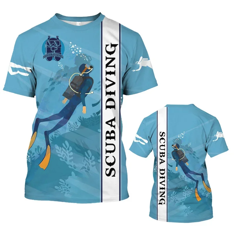 

Summer Outdoor Camping Sports 3D Underwater Diving Printed T-shirt Men's and Women's Fashion Sports Gym Short Sleeve Harajuku To