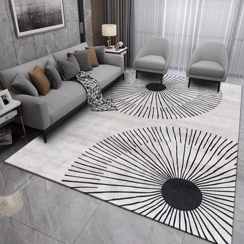 VIKAMA Crystal Velvet Nordic Geometric Home Living Room Carpet Wear-Resistant Anti-Slip Large Area Full Carpet